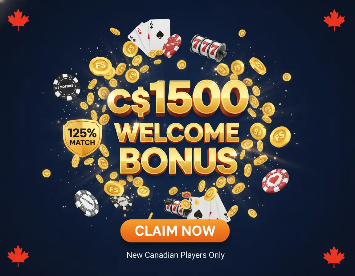 Mostbet Bonus - Get C$1500 welcome package plus 250 free spins for new Canadian players